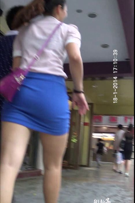 [街拍客视频]jx0382 高跟包臀蓝裙性感长腿少妇
